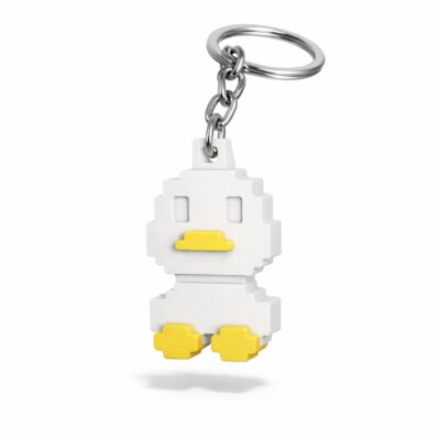 3d printed pixel duck keychain white color clean background