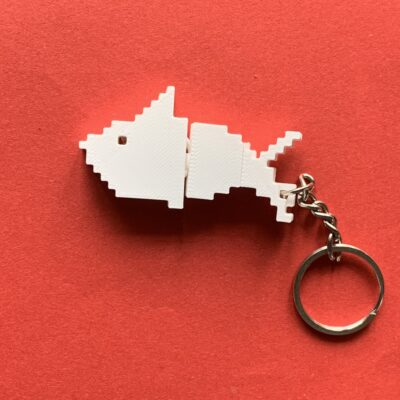 3d printed Pixel Shark Keychain