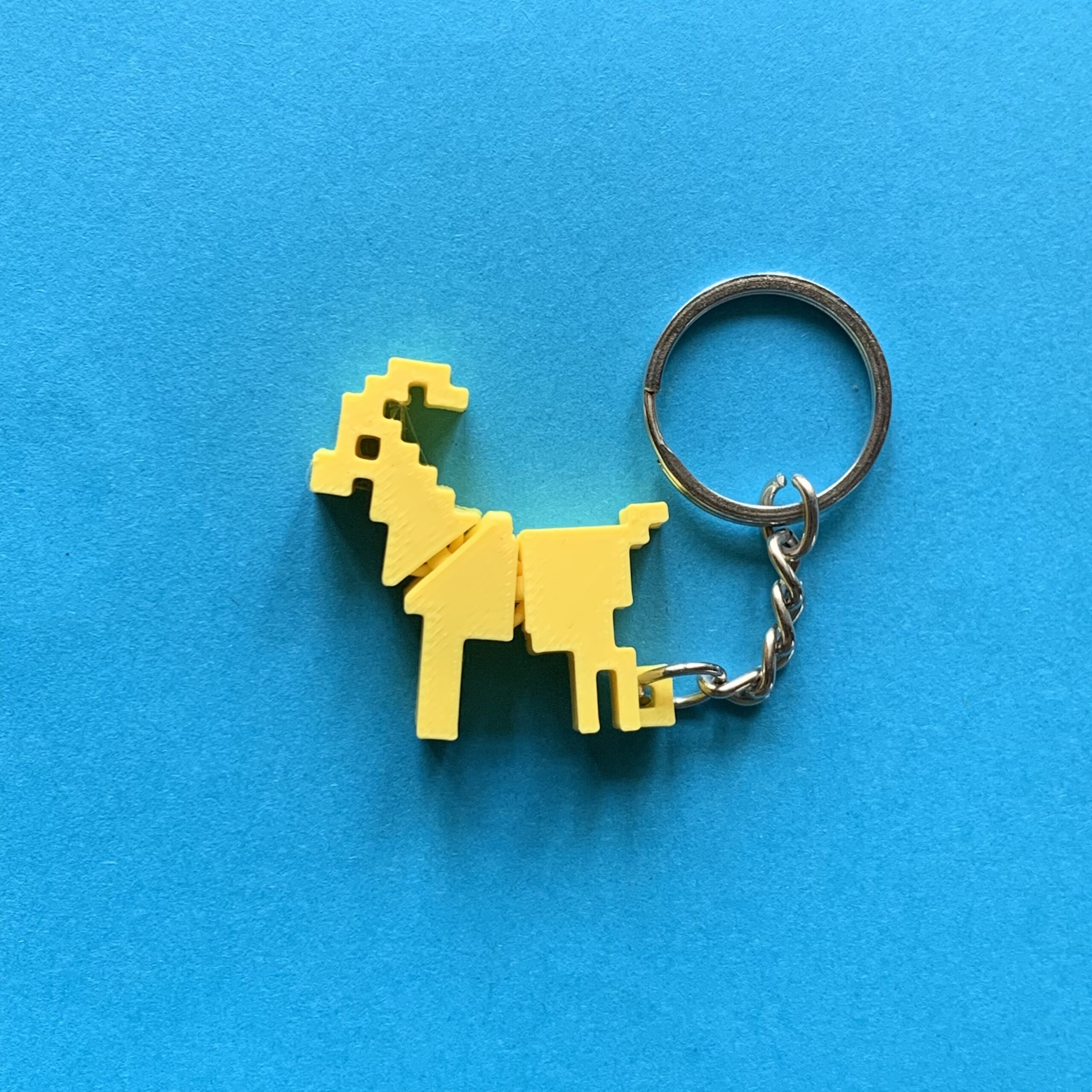 3d Printed Pixel Goat Flexi Keychain Yellow