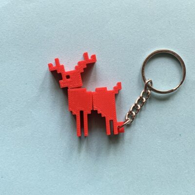 pixel deer flexi keychain red