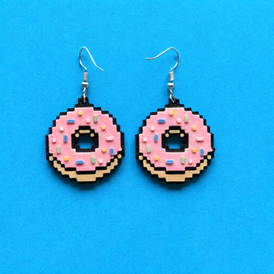 pixel-donut-earrings-3d-printed