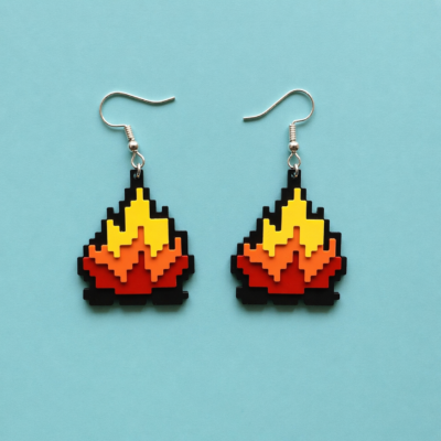 pixel-fire-earrings-3d-printed