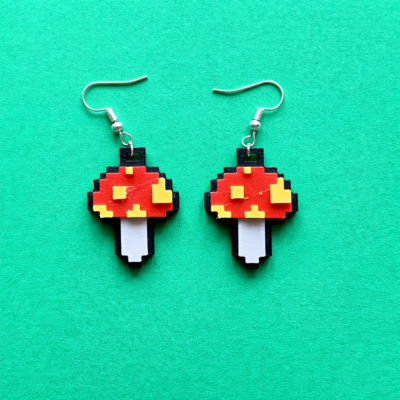 pixel-mushroom-earrings-red-3d-printed