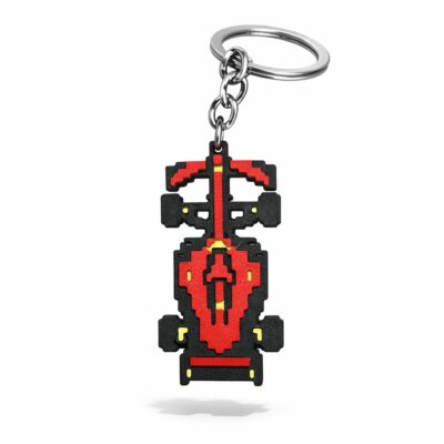 cute 3d printed pixel red and black race car keychain by pixling