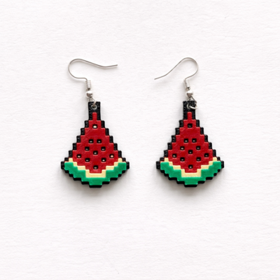 pixel-watermelon-earrings-3d-printed