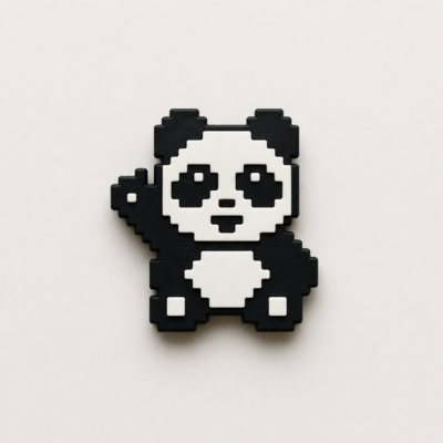 3d printed pixel waving panda magnet